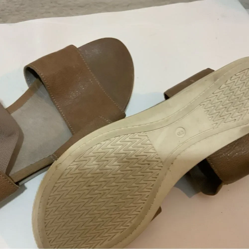 Eileen Fisher Spree Sports Sandal Size 6 Tan Leather Wedge Open Toe Gladiator